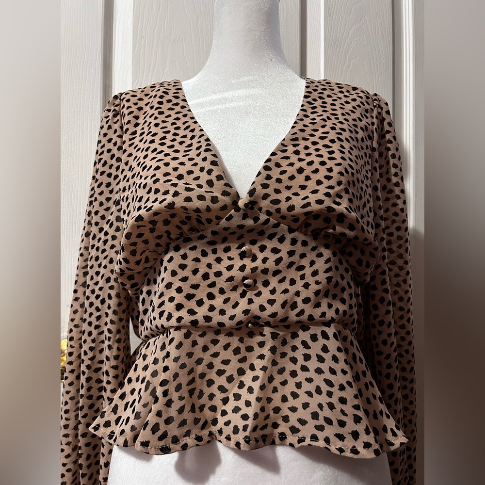 Stylish Brown Polka Dot Women's Top